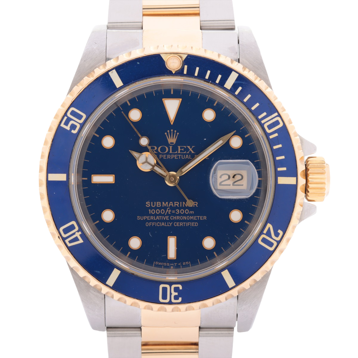 Rolex Submariner 18K Yellow Gold Automatic Blue Dial 16613 SS×YG AT